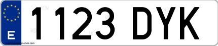 Ejemplo de matrícula española 1123 DYK