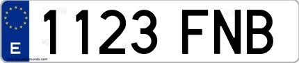 Ejemplo de matrícula española 1123 FNB
