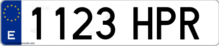 Ejemplo de matrícula de coche ordinaria 1123 HPR
