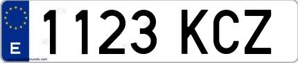 Ejemplo de matrícula española 1123 KCZ