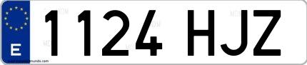 Ejemplo de matrícula española 1124 HJZ