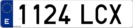 Ejemplo de matrícula de coche ordinaria 1124 LCX