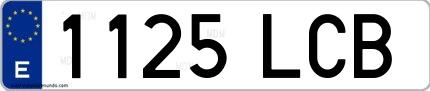 Ejemplo de matrícula española 1125 LCB