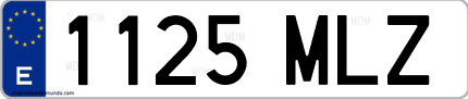 Ejemplo de matrícula de coche ordinaria 1125 MLZ