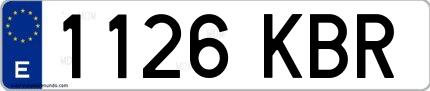 Ejemplo de matrícula española 1126 KBR