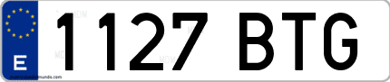 Ejemplo de matrícula de coche ordinaria 1127 BTG