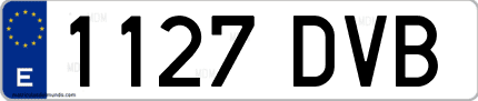 Ejemplo de matrícula de coche ordinaria 1127 DVB