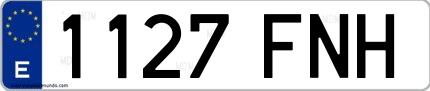 Ejemplo de matrícula española 1127 FNH