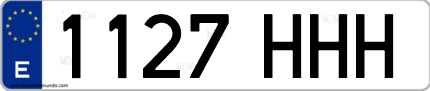 Ejemplo de matrícula de coche ordinaria 1127 HHH