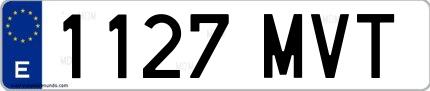 Ejemplo de matrícula de coche ordinaria 1127 MVT