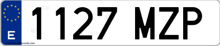 Ejemplo de matrícula de coche ordinaria 1127 MZP