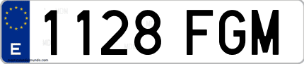 Ejemplo de matrícula de coche ordinaria 1128 FGM