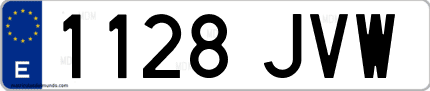 Ejemplo de matrícula de coche ordinaria 1128 JVW