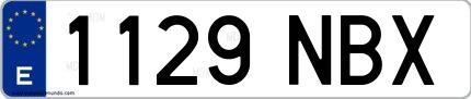 Ejemplo de matrícula española 1129 NBX