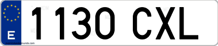Ejemplo de matrícula de coche ordinaria 1130 CXL