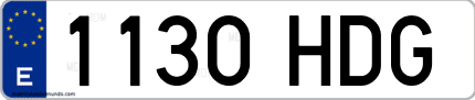 Ejemplo de matrícula de coche ordinaria 1130 HDG