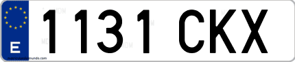 Ejemplo de matrícula de coche ordinaria 1131 CKX