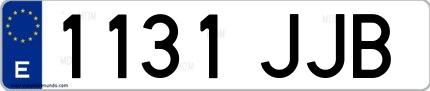 Ejemplo de matrícula española 1131 JJB