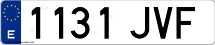Ejemplo de matrícula española 1131 JVF