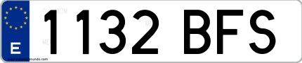 Ejemplo de matrícula española 1132 BFS