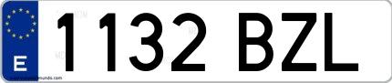 Ejemplo de matrícula española 1132 BZL
