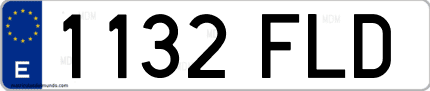 Ejemplo de matrícula de coche ordinaria 1132 FLD