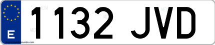 Ejemplo de matrícula de coche ordinaria 1132 JVD