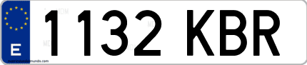 Ejemplo de matrícula de coche ordinaria 1132 KBR
