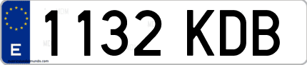 Ejemplo de matrícula de coche ordinaria 1132 KDB