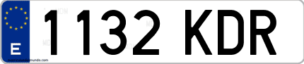 Ejemplo de matrícula de coche ordinaria 1132 KDR