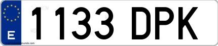Ejemplo de matrícula española 1133 DPK
