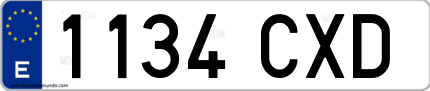 Ejemplo de matrícula de coche ordinaria 1134 CXD