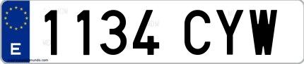 Ejemplo de matrícula española 1134 CYW
