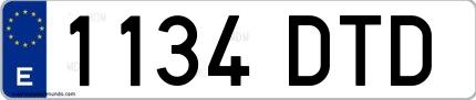 Ejemplo de matrícula española 1134 DTD