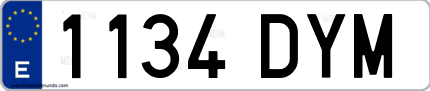 Ejemplo de matrícula de coche ordinaria 1134 DYM