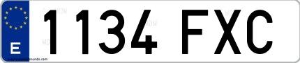 Ejemplo de matrícula española 1134 FXC