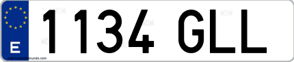 Ejemplo de matrícula de coche ordinaria 1134 GLL