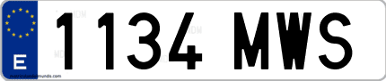 Ejemplo de matrícula de coche ordinaria 1134 MWS