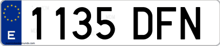 Ejemplo de matrícula de coche ordinaria 1135 DFN