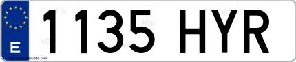 Ejemplo de matrícula española 1135 HYR