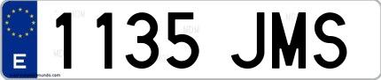 Ejemplo de matrícula española 1135 JMS