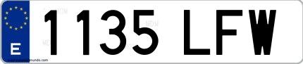 Ejemplo de matrícula española 1135 LFW
