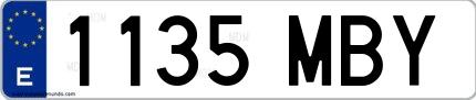 Ejemplo de matrícula española 1135 MBY