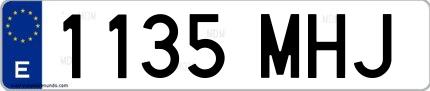 Ejemplo de matrícula española 1135 MHJ