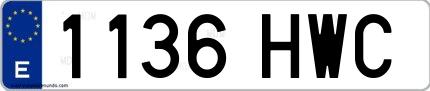 Ejemplo de matrícula española 1136 HWC