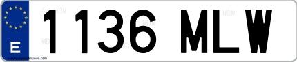 Ejemplo de matrícula española 1136 MLW