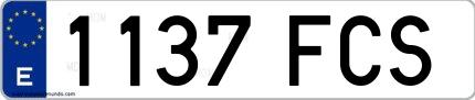 Ejemplo de matrícula española 1137 FCS