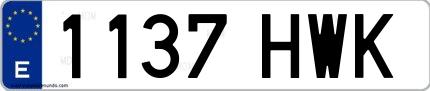 Ejemplo de matrícula española 1137 HWK