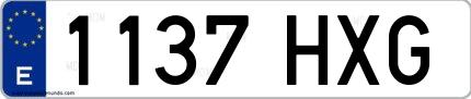 Ejemplo de matrícula española 1137 HXG