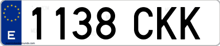 Ejemplo de matrícula de coche ordinaria 1138 CKK